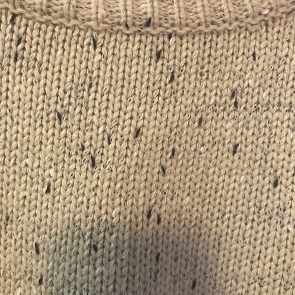 Speckled Cream Pullover Sweater w/ Leather Elbow Patches - Picture 3 of 5